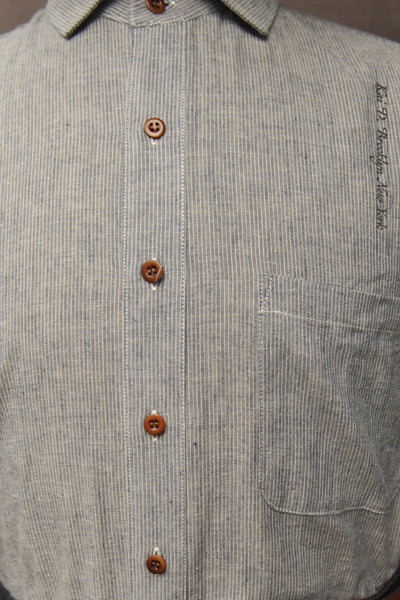 Cassady Shirt - Mini Fine Stripe - Dusty Chambray Blue  - S, M, L, XL, XXL