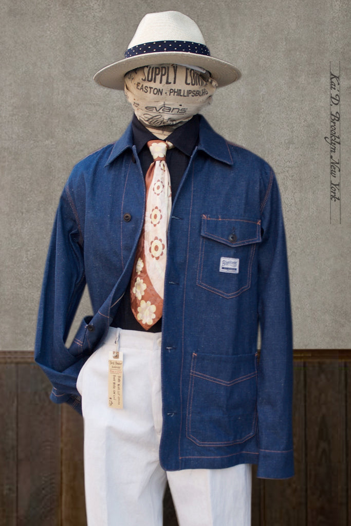 Blumarine*ブルマリン シルク100% ベロア ヴィンテージジャケット Kai D Utility — Blue Blanket Miner Jacket - Union Blue - S, M, L