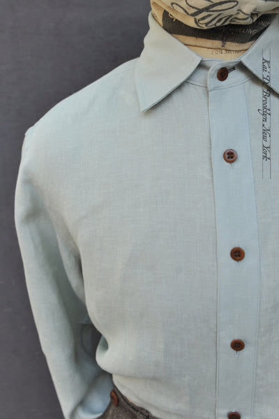 Cassady Shirt (Relaxed Cut)- Mint Belgian Linen - L, XL, XXL