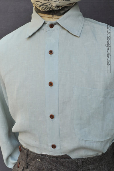Cassady Shirt (Relaxed Cut)- Mint Belgian Linen - L, XL, XXL