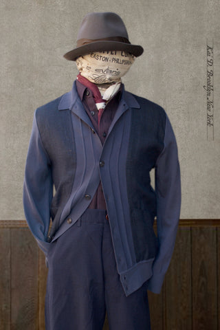 Retro Mixed Media Shirt Jacket - Retro Blue - M, L