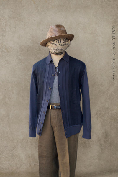 Retro Mixed Media Shirt Jacket - Retro Blue - M, L, XL