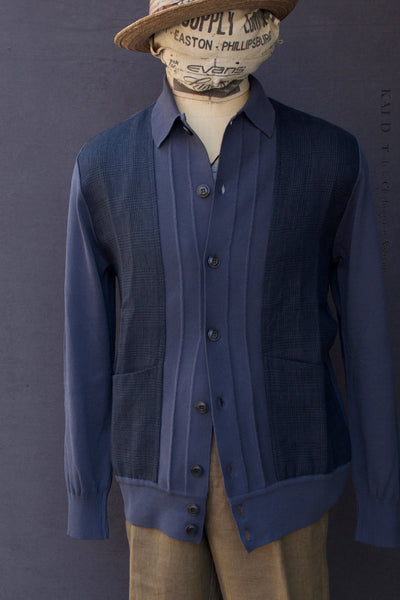 Retro Mixed Media Shirt Jacket - Retro Blue - M, L, XL
