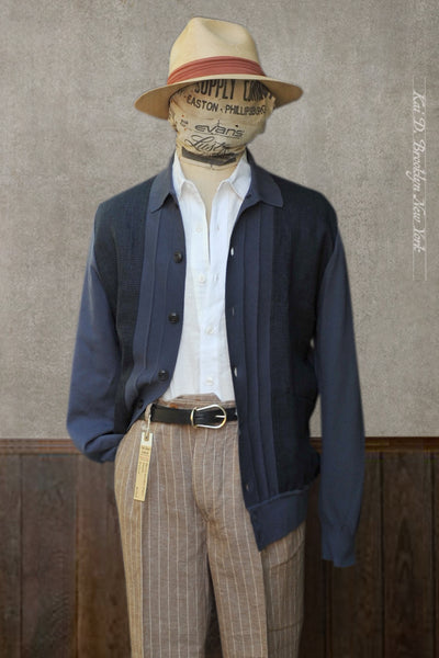 Retro Mixed Media Shirt Jacket - Retro Blue - L, XL