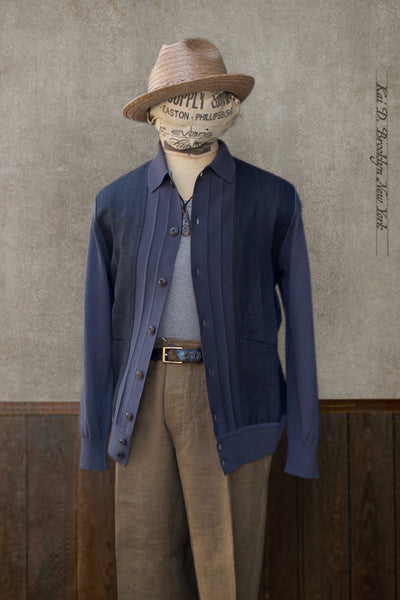 Retro Mixed Media Shirt Jacket - Retro Blue - M, L