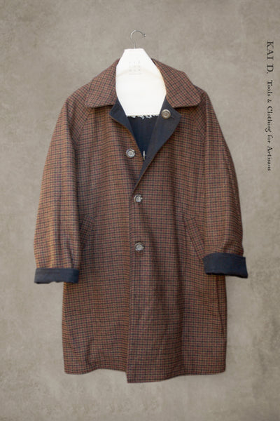 Kingsley Reversible Coat - Moleskin / Houndstooth Tweed - S