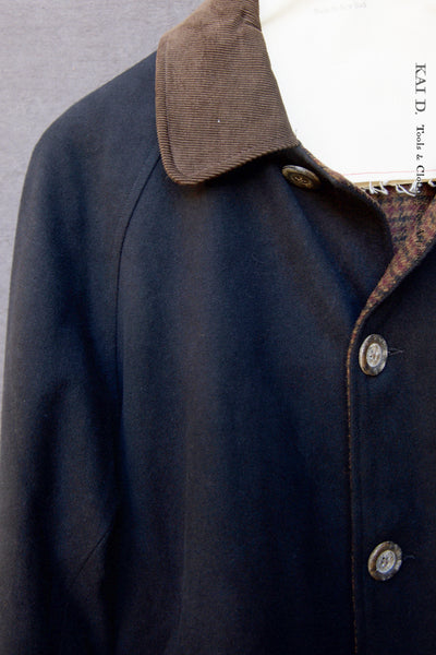 Kingsley Reversible Coat - Moleskin / Houndstooth Tweed - S