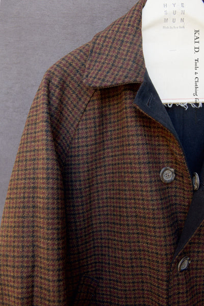 Kingsley Reversible Coat - Moleskin / Houndstooth Tweed - S