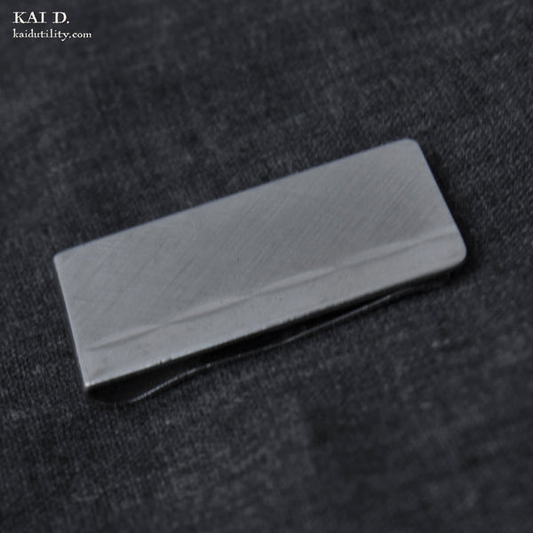 Subtle Crosshatch money clip - Sterling Silver