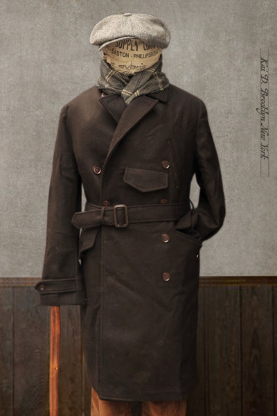 Motorcycle Trench- Dense Wool Twill - L, XL