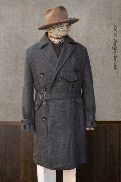 Motorcycle Trench- Herringbone Wool - M, L (NO RETURN)