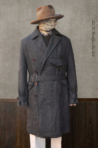 Motorcycle Trench- Herringbone Wool - M, L (NO RETURN)