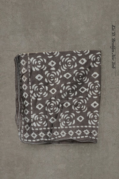 Block Print Cotton Bandana - Mud Brown II