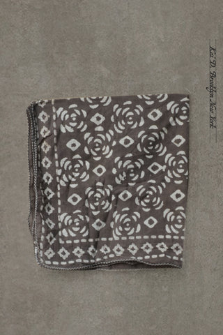 Block Print Cotton Bandana - Mud Brown II