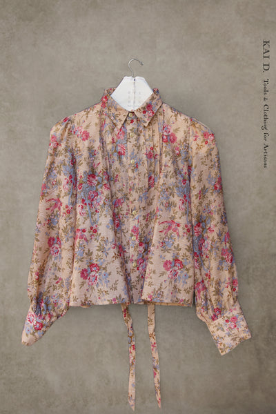 Emily Shirt - Pure Linen-  Floral  - S