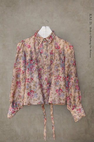 Emily Shirt - Pure Linen-  Floral  - S