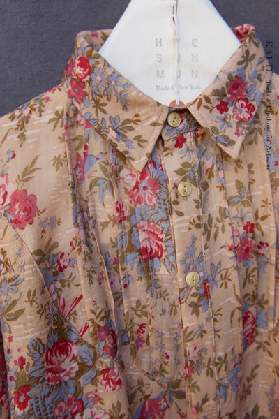 Emily Shirt - Pure Linen-  Floral  - S