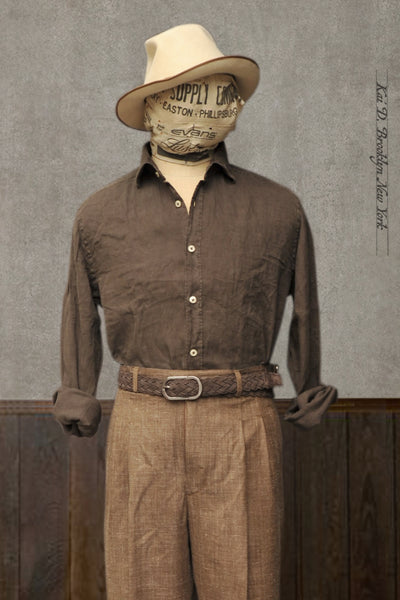 Capri Linen Shirt -Faded Brown - M (NO RETURN)