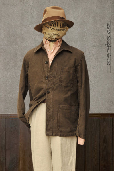 French Moleskin Work Jacket - Mushroom - 44(M), 46(L), 50(XL) (NO RETURN)