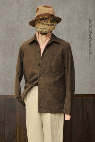 French Moleskin Work Jacket - Mushroom - 44(M), 46(L) (NO RETURN)