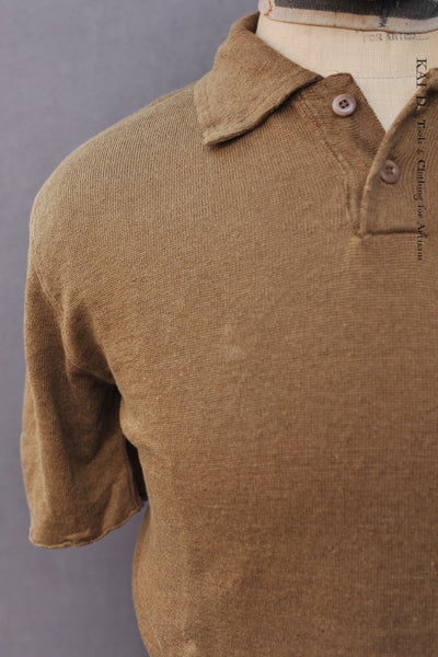 Fine Gauge Linen Polo - Mustard - XL, XXL