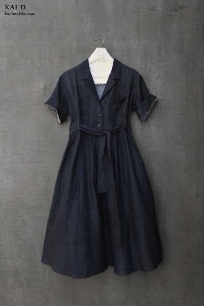 O'Keeffe Dress - Double Gauze Navy - XS, S, M,L