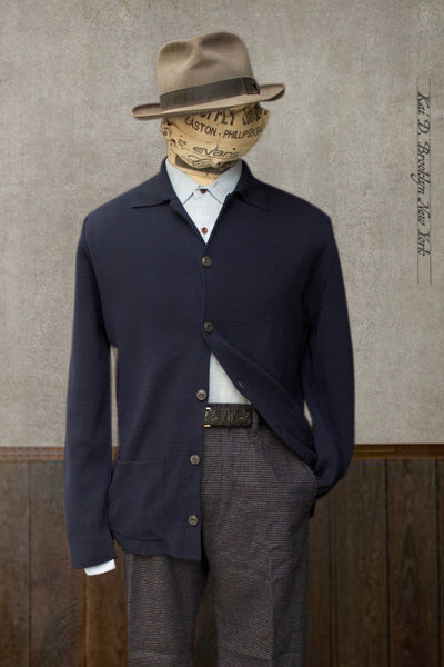 Knitted Button Jacket - Navy - 3, 4, 5
