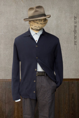 Knitted Button Jacket - Navy - 3, 4, 5