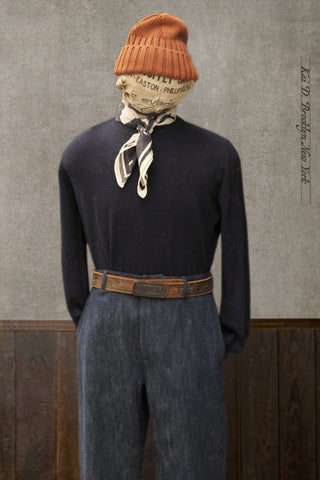 Mongolian Cashmere Sweater - Navy - L, XL