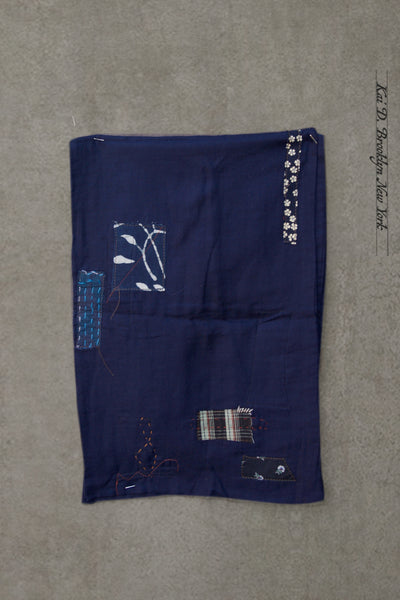 Boro Cotton Scarf - Dark Blue Double Gauze C