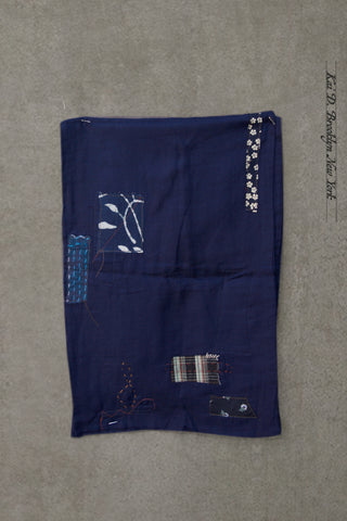 Boro Cotton Scarf - Dark Blue Double Gauze C