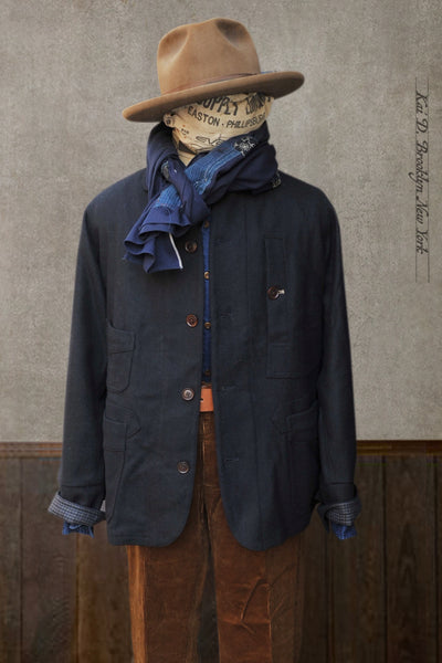Degas Work Jacket - Herringbone Wool - Deep Navy - M, L, XL (NO RETURN)