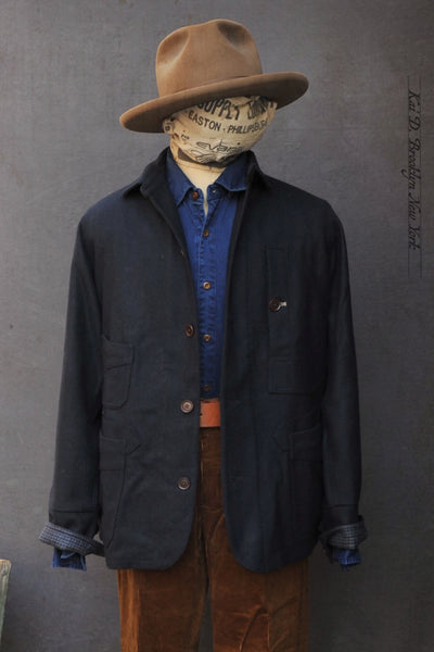 Degas Work Jacket - Herringbone Wool - Deep Navy - M, L, XL (NO RETURN)