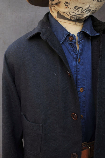 Degas Work Jacket - Herringbone Wool - Deep Navy - M, L, XL (NO RETURN)