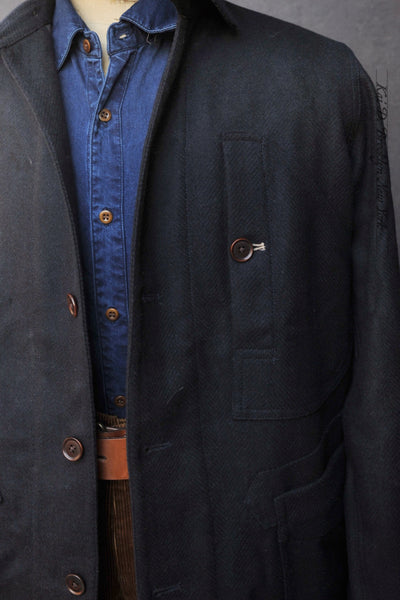 Degas Work Jacket - Herringbone Wool - Deep Navy - M, L, XL (NO RETURN)