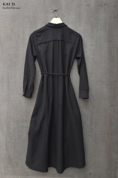 Hepburn Dress - Navy Stripe -  S, M