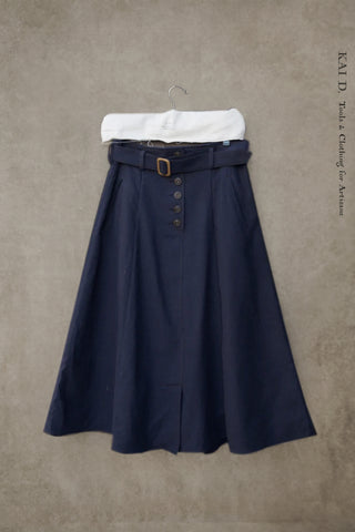 Georgia Skirt - Wool/Cotton/Linen - Dark Blue - S, M, L