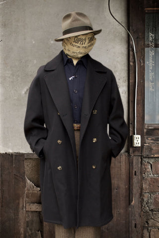 Grandad Wool Trench - Navy - 46, 48 (NO RETURN)