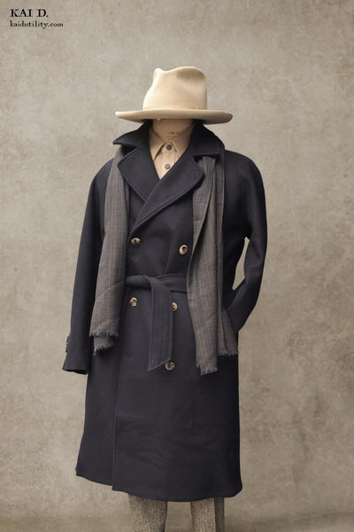 Grandad Wool Trench - Navy - 46, 48 (NO RETURN)