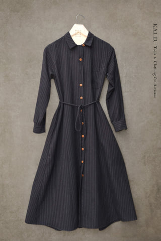 Hepburn Dress - Navy Stripe -  S, M