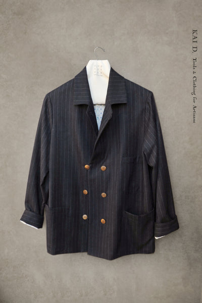 Hutton Jacket - British Chalk Stripe Wool - Navy - S, M, L