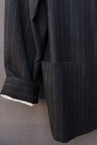 Hutton Jacket - British Chalk Stripe Wool - Navy - S, M, L