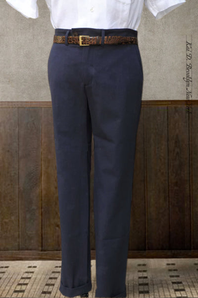 Kerouac Slim Pants - Light Cotton Linen - 30, 32, 34 (navy)
