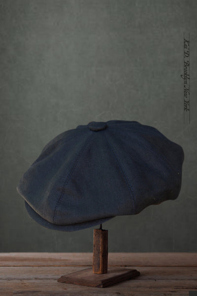 Peaky Hat -  Belgian linen Navy - M, L, XL
