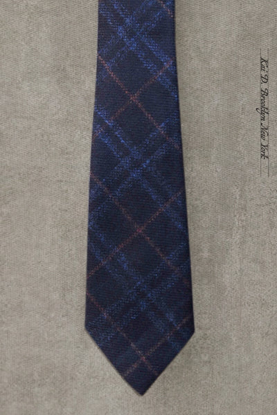 Wool Cashmere Plaid Tie - Deep Royal Blue