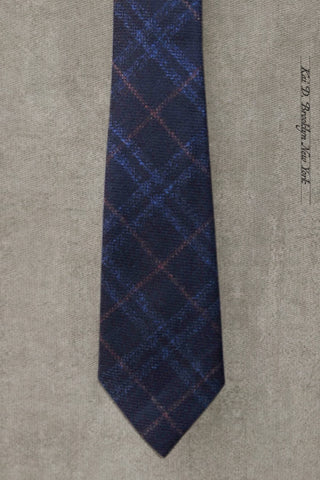 Wool Cashmere Plaid Tie - Deep Royal Blue
