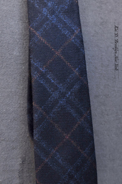 Wool Cashmere Plaid Tie - Deep Royal Blue