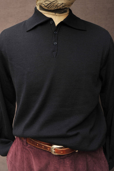 Sailor Polo Sweater - Navy - 4(M), 5(L)