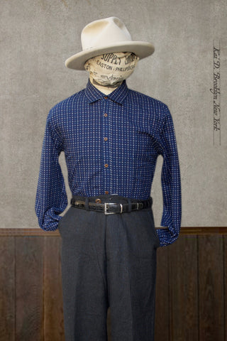 Delancey Shirt - Navy Sashiko Cotton - S, L, XL (NO RETURN)
