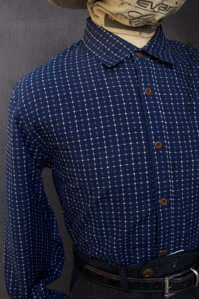 Delancey Shirt - Navy Sashiko Cotton - S, L, XL (NO RETURN)